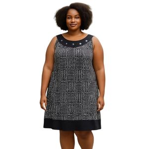 En Focus Geometric print black white Dress size 18W